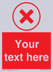 Custom red background, red cross in circle sign